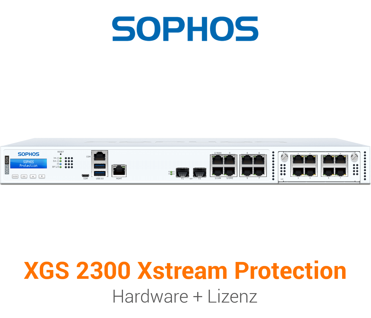 Sophos XGS 2300 Firewall Hardware + Xstream Protection Lizenz Vorderseite