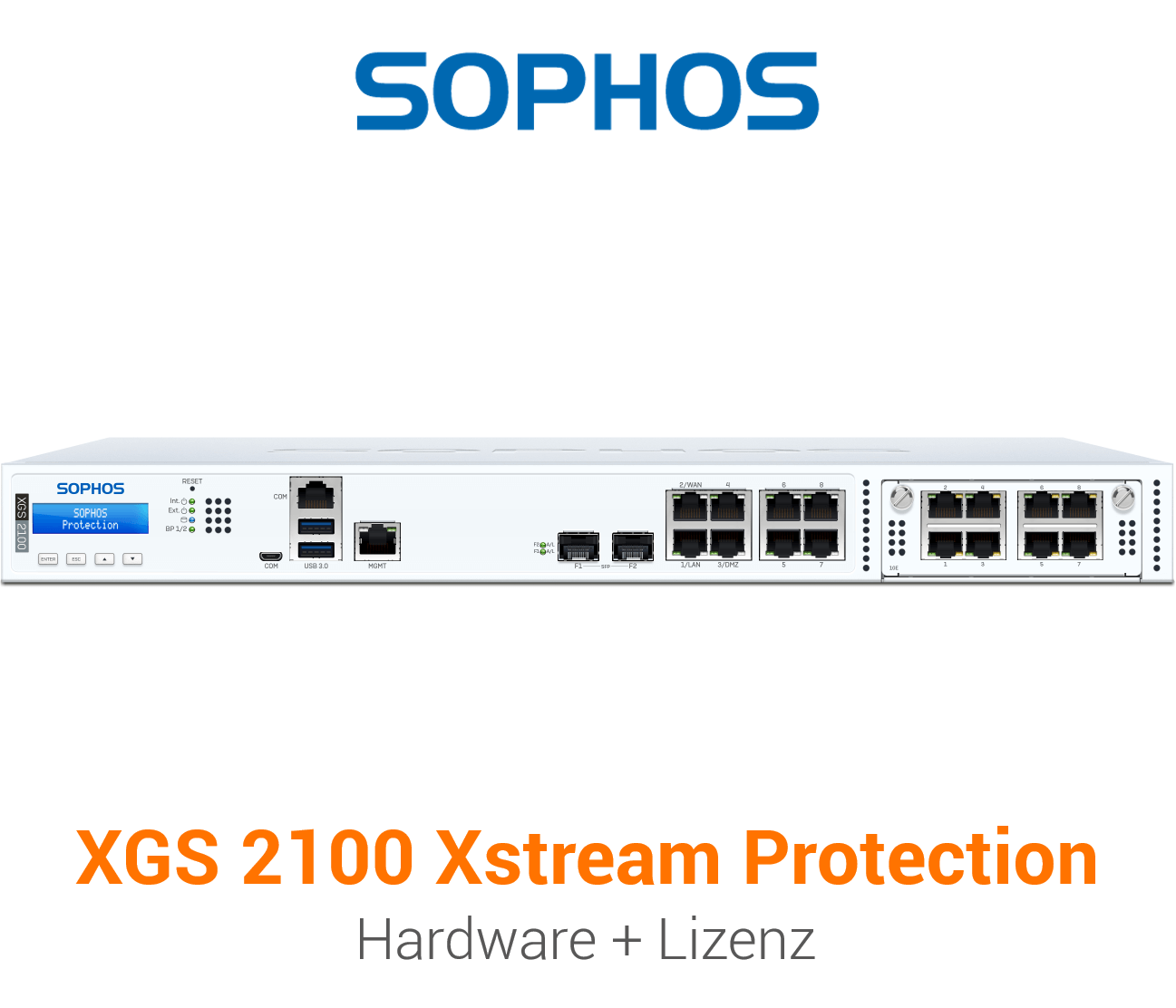 Sophos XGS 2100 Firewall Hardware + Xstream Protection Lizenz Vorderseite