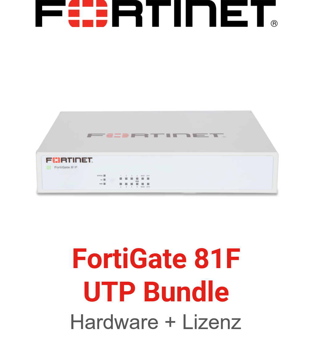 Fortinet FortiGate 81F Firewall Hardware + Unified Threat Protection (UTP) Vorderseite