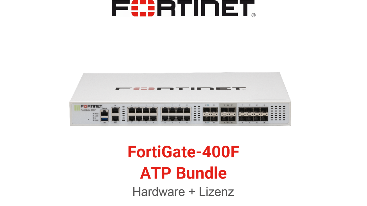 Fortinet FortiGate 400F Firewall Hardware + Advanced Threat Protection (ATP) Lizenz Vorderseite