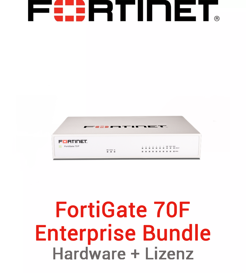 Fortinet FortiGate 70F Firewall Hardware + Enterprise Protection Lizenz Vorderseite