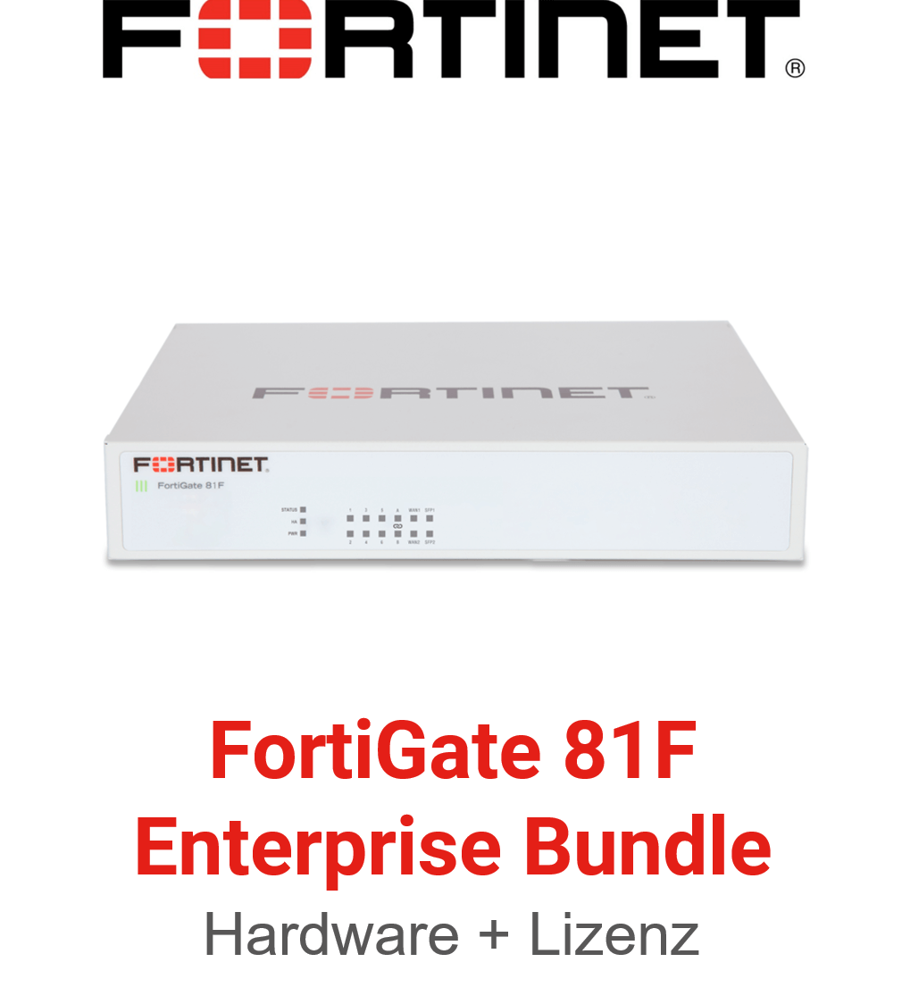 Fortinet FortiGate 81F Firewall Hardware + Enterprise Protection Lizenz Vorderseite