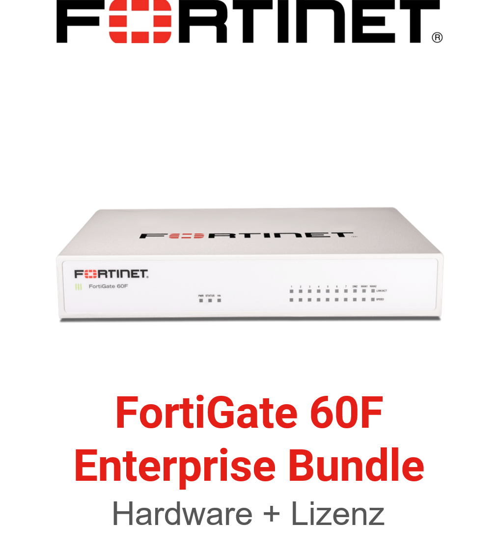 Fortinet FortiGate 60F Firewall Hardware + Enterprise Protection Lizenz Vorderseite