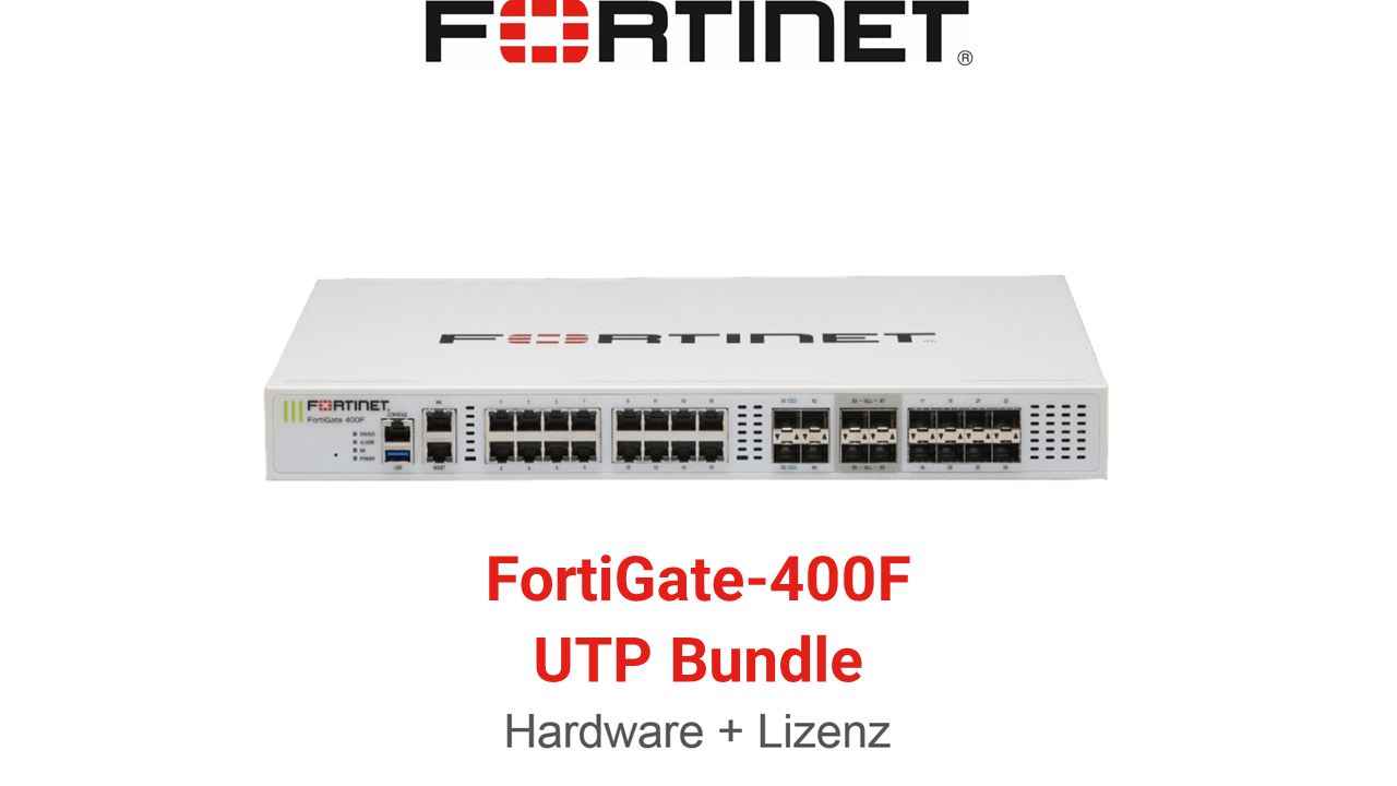 Fortinet FortiGate 400F Firewall Hardware + Unified Threat Protection (UTP) Vorderseite