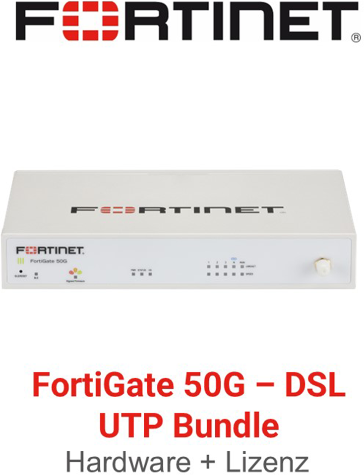 Fortinet FortiGate 50G DSL Firewall Hardware + Unified Threat Protection (UTP) Vorderseite