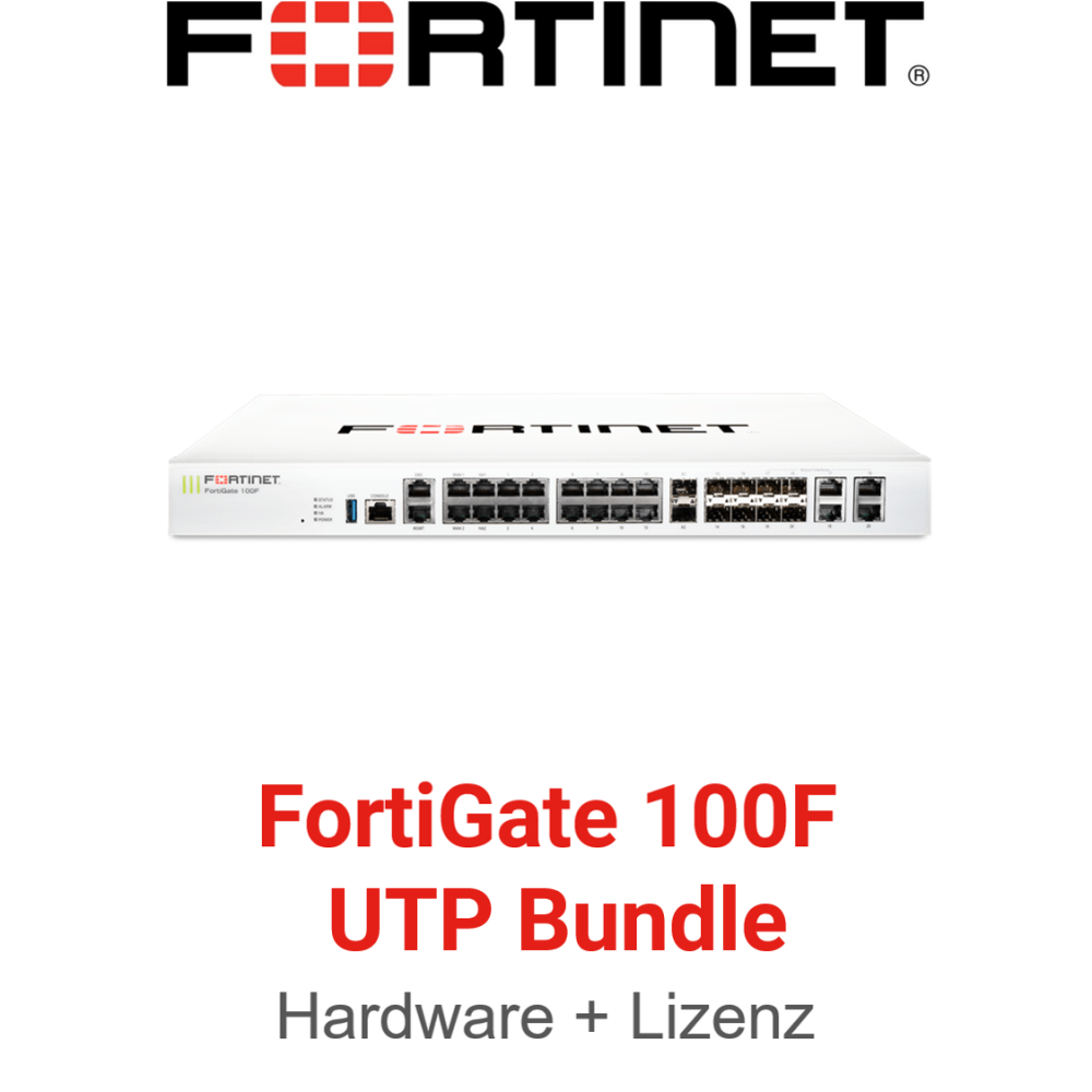 Fortinet FortiGate 100F Firewall Hardware + Unified Threat Protection (UTP) Vorderseite