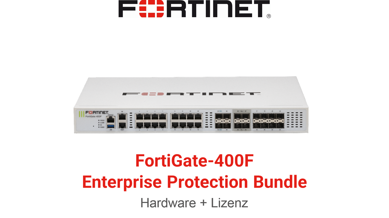 Fortinet FortiGate 400F Firewall Hardware + Enterprise Protection Lizenz Vorderseite