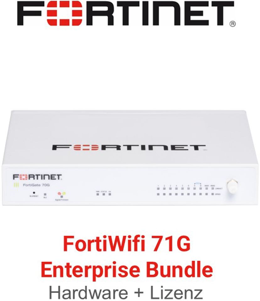 Fortinet FortiWiFi 71G Firewall Hardware + Enterprise Protection Lizenz Vorderseite