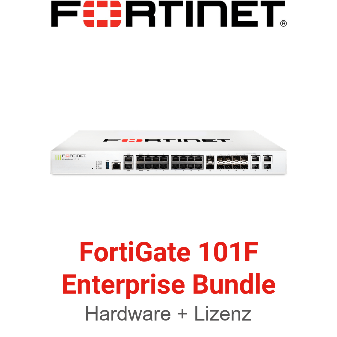 Fortinet FortiGate 101F Firewall Hardware + Enterprise Protection Lizenz Vorderseite