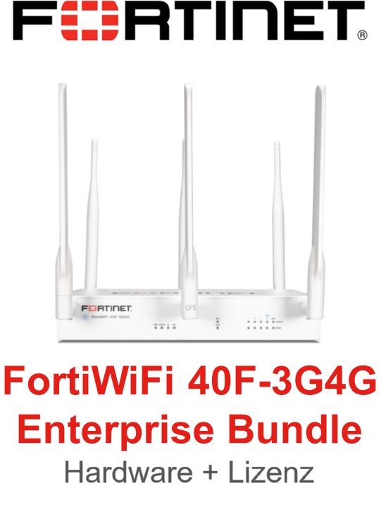 Fortinet FortiWiFi 40F 3G4G Firewall Hardware + Enterprise Protection Lizenz Vorderseite